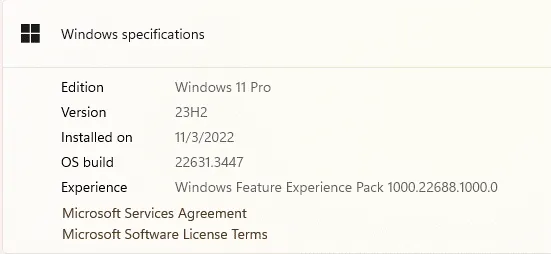 WindowsSpecifications